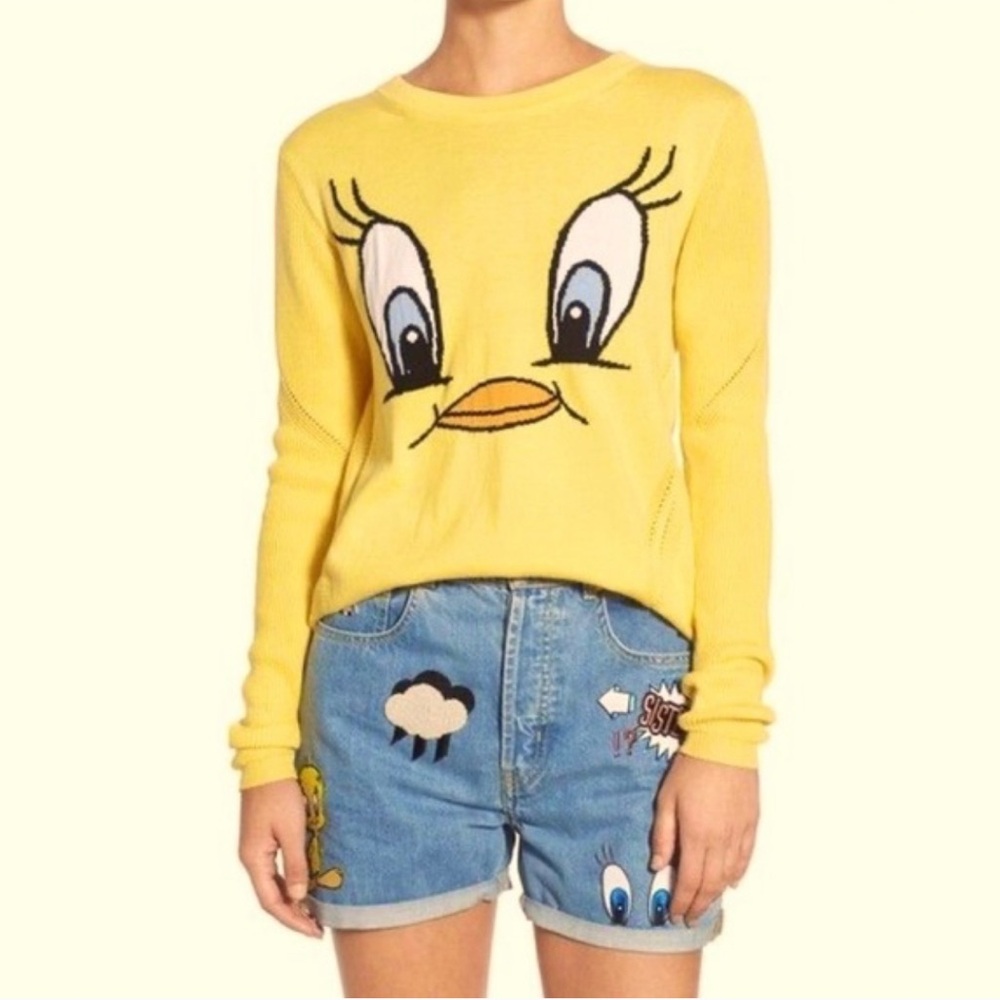 Tweety Looney Tunes Light Sweater Yellow Paul and Joe Sister Size XS US 0 EUC